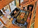 Blue Ridge cabin rentals AERIAL VIEW LIVING ROOM